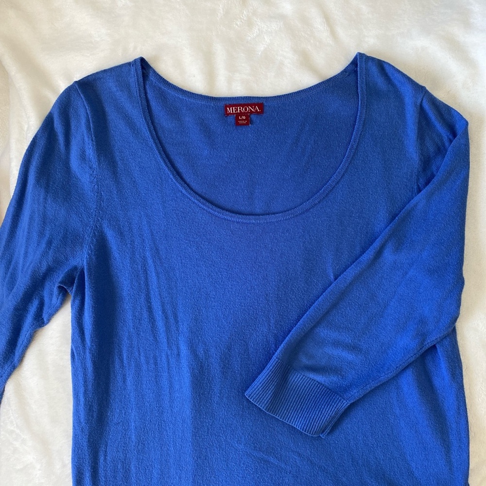 Merona Blue 3/4 Sleeve Sweater